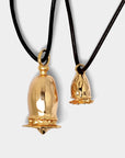 Spirit Gold-Plated Pendant with Black Leather-Fringed Tail