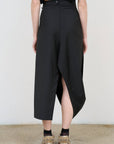 Asymmetric Wool-Blend Mini Skirt in Black