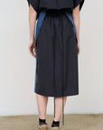 DENIM-WOOL BLEND MIDI SKIRT