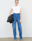 High-Rise Split Hem Jeans 2