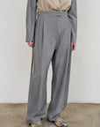 PANTS WITH FRAYED-EDGE SIDE STRIPES