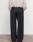 PINSTRIPED DECONSTRUCTED OFFSET-ZIP PANTS