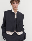 DOUBLE-LAYER DECONSTRUCTED CROPPED JACKET