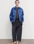 DENIM JACKET WITH DRAPED SIDES