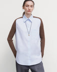 SHIRT WITH RIBBED-KNIT SLEEVES