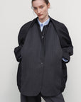 WOOL-BLEND PARKA WITH SUITING DETAIL
