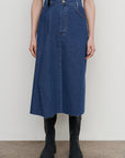 PLEAT-OVERLAY MIDI SKIRT