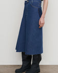 PLEAT-OVERLAY MIDI SKIRT