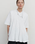 PEPLUM-PLEAT COTTON TEE