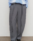RUFFLE HIGH-RISE BIFLEX BARREL-LEG PANTS
