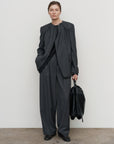 PLEATED WOOL-BLEND WIDE-LEG PANTS