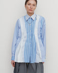 PEPLUM-PLEAT PATCHWORK SHIRT