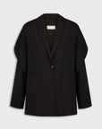 Tailored Jacket with Capelet Overlay in Black