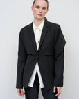 Tailored Jacket with Capelet Overlay in Black 2