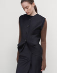 WOOL-BLEND VEST WITH DRAPED SIDES