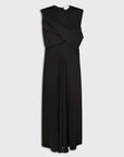 Waist-Twisted Satin Dress in Black