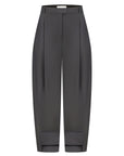PLEATED BARREL-LEG PANTS IN GREY