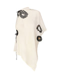 ASYMMETRIC EMBROIDERED HALTERNECK SCARF TOP