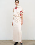 ASYMMETRIC EMBROIDERED HALTERNECK GOWN