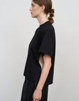 COTTON T-SHIRT WITH SIDE CHIFFON STRIPES