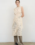 LACE LAYERED MIDI DRESS