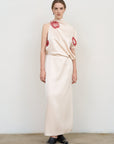 ASYMMETRIC EMBROIDERED HALTERNECK GOWN