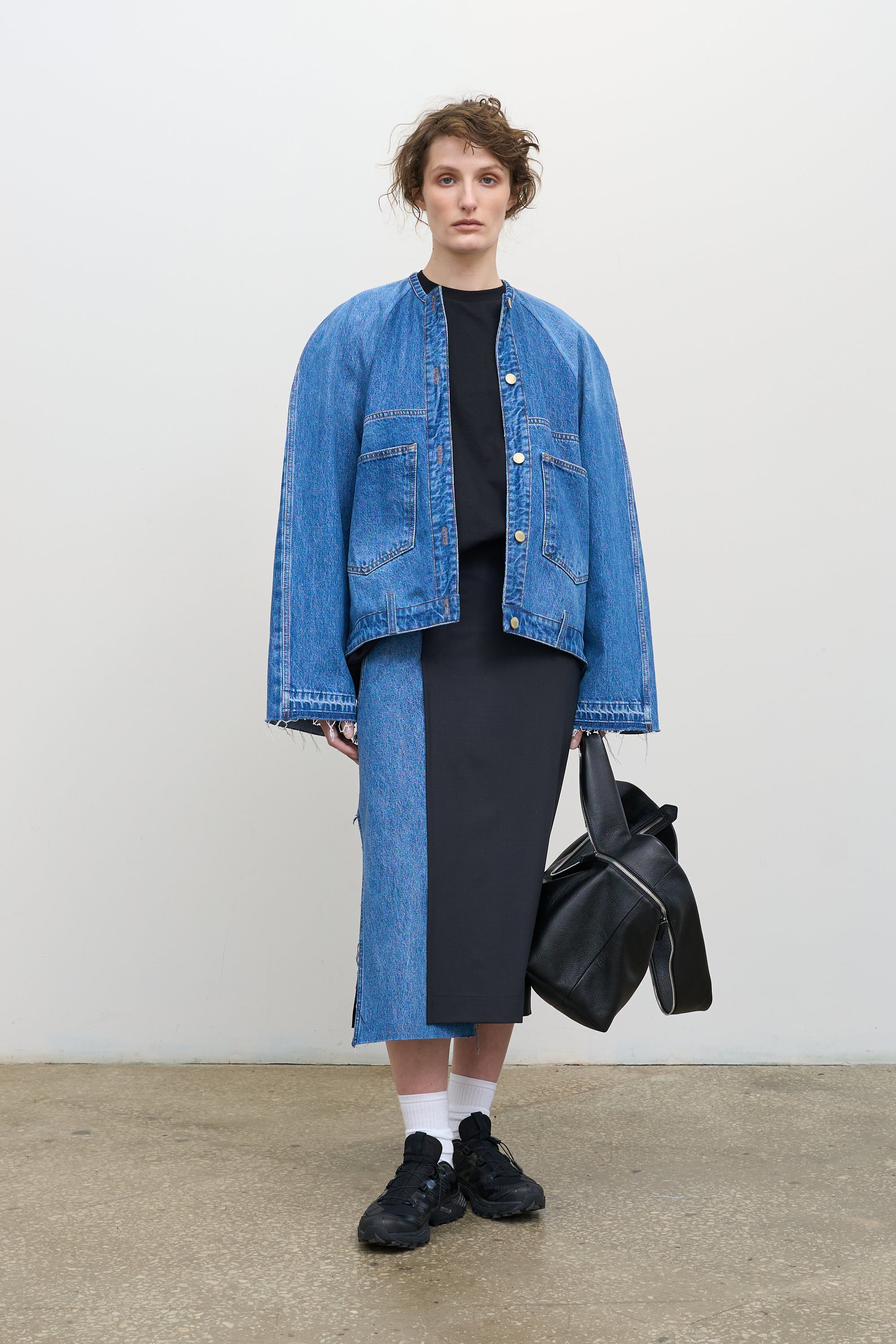 DENIM UTILITY BOMBER JACKET