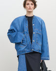 DENIM UTILITY BOMBER JACKET