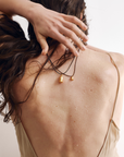 Spirit Gold-Plated Pendant with Black Leather-Fringed Tail