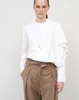 Asymmetric Cotton Longsleeve in White 1