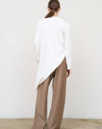 Asymmetric Cotton Longsleeve in White 2