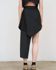 Asymmetric Wool-Blend Mini Skirt in Black 1