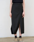 Asymmetric Wool-Blend Mini Skirt in Black 3