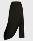 Asymmetric Wool-Blend Mini Skirt in Black