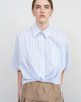 ASYMMETRIC HEM STRIPED COTTON POPLIN SHIRT