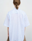 ASYMMETRIC HEM STRIPED COTTON POPLIN SHIRT