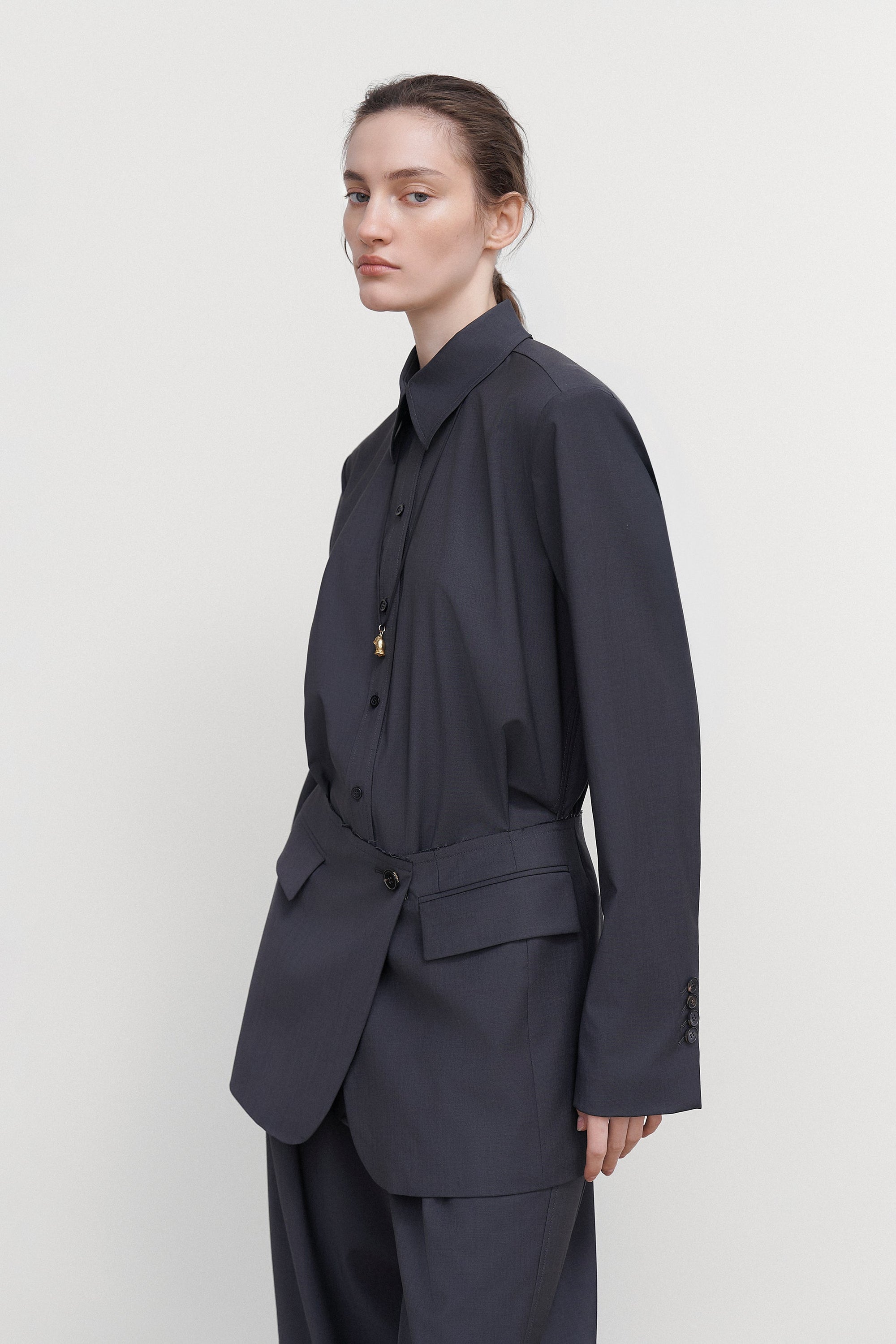 BLOUSE WITH SUITING DETAIL