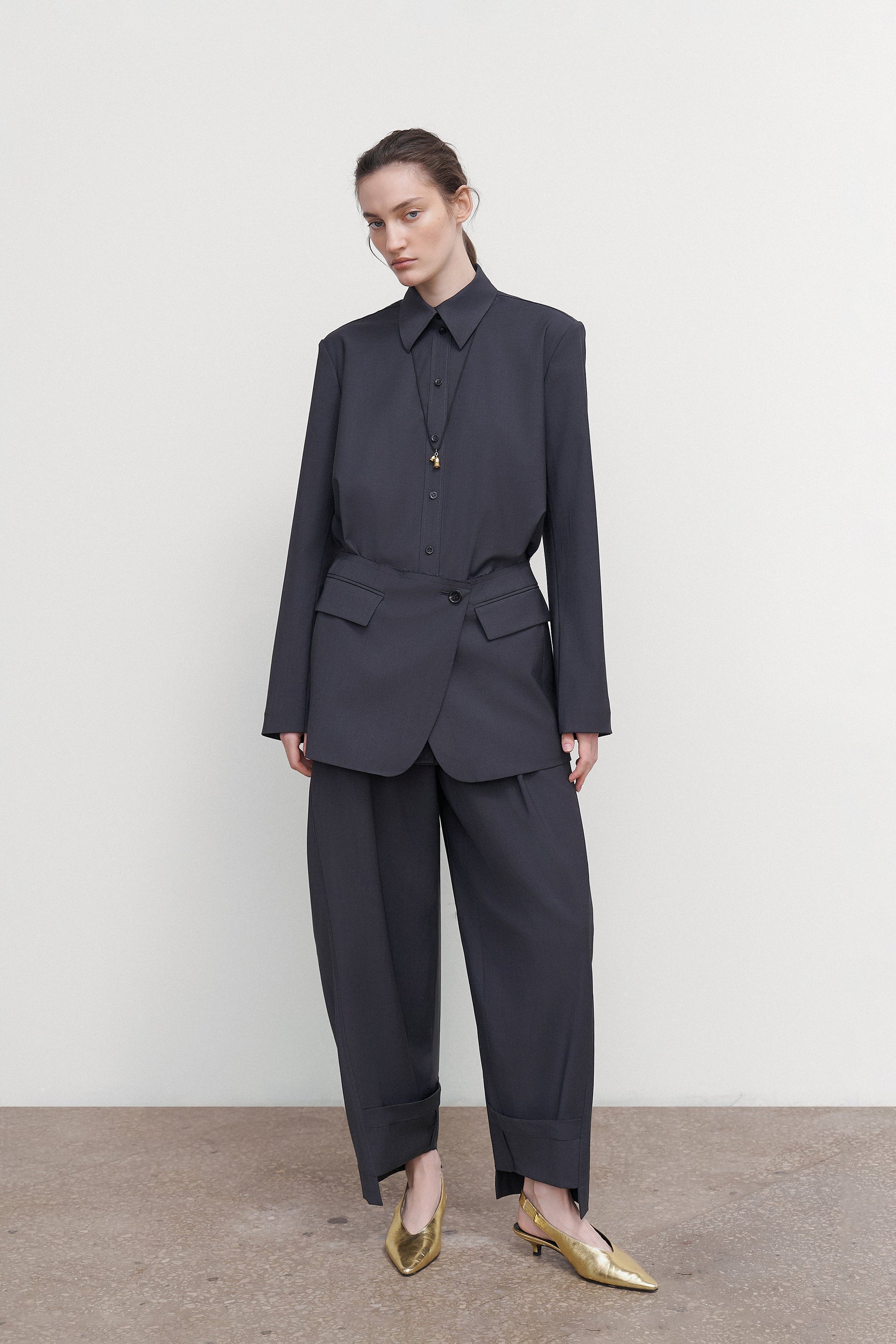 BLOUSE WITH SUITING DETAIL