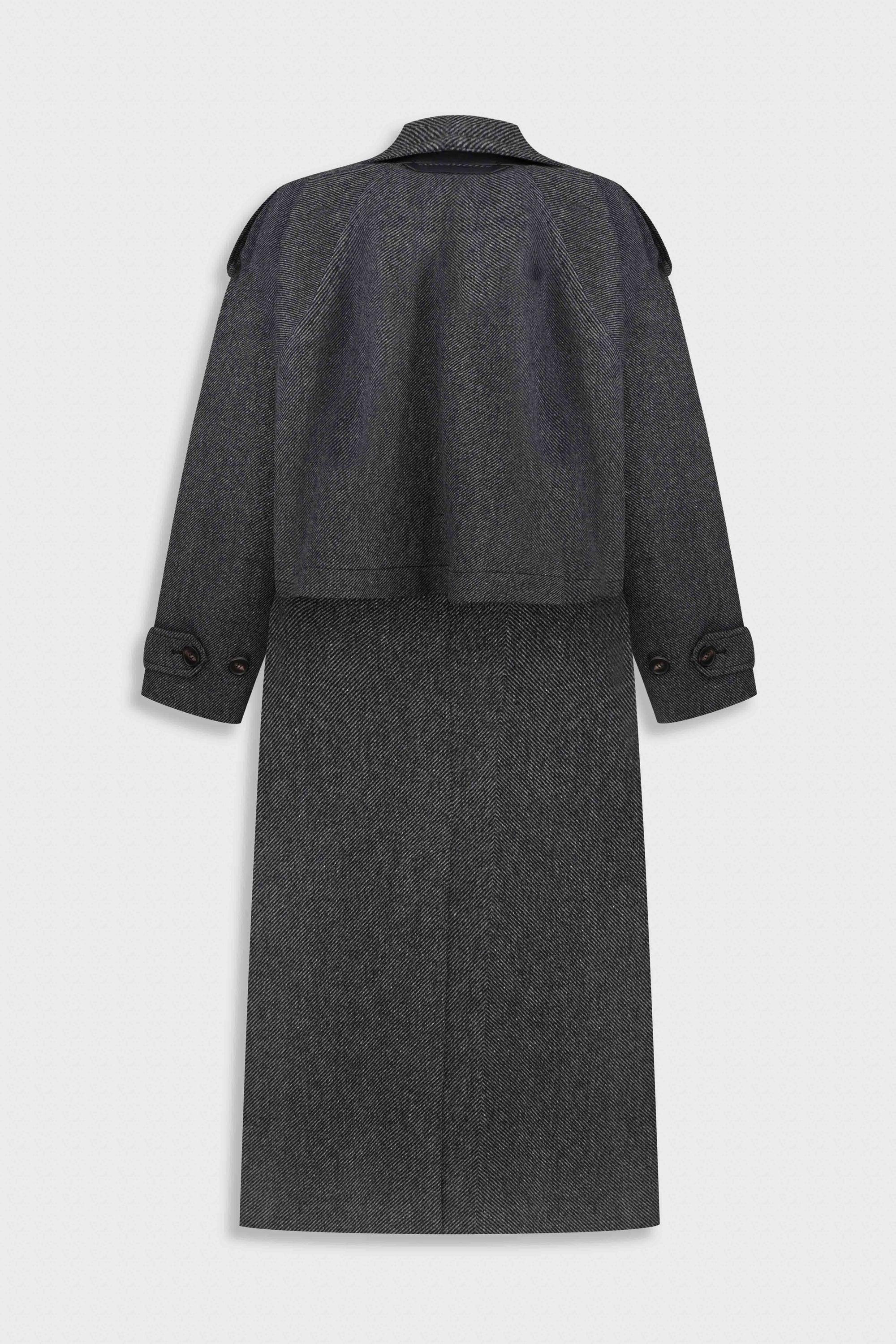 Пальто з вовняної суміші з деталлю-пелериною та поясом