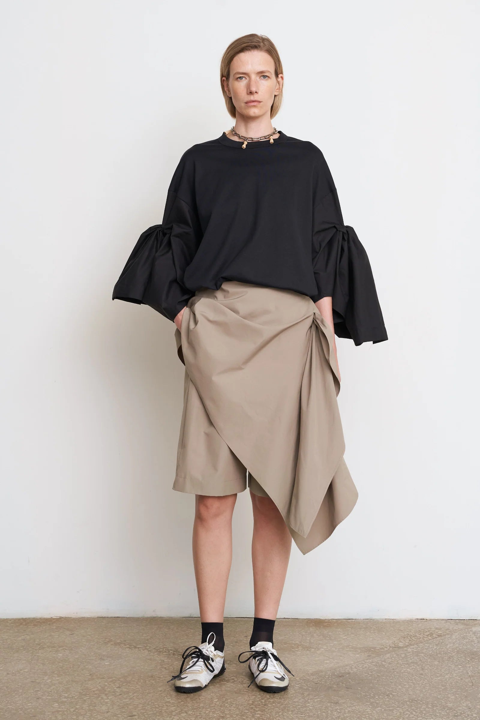 FITTED SHIRT WITH CAPELET OVERLAY