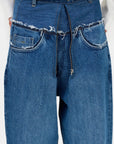 GREY MID-RISE WIDE-LEG JEANS