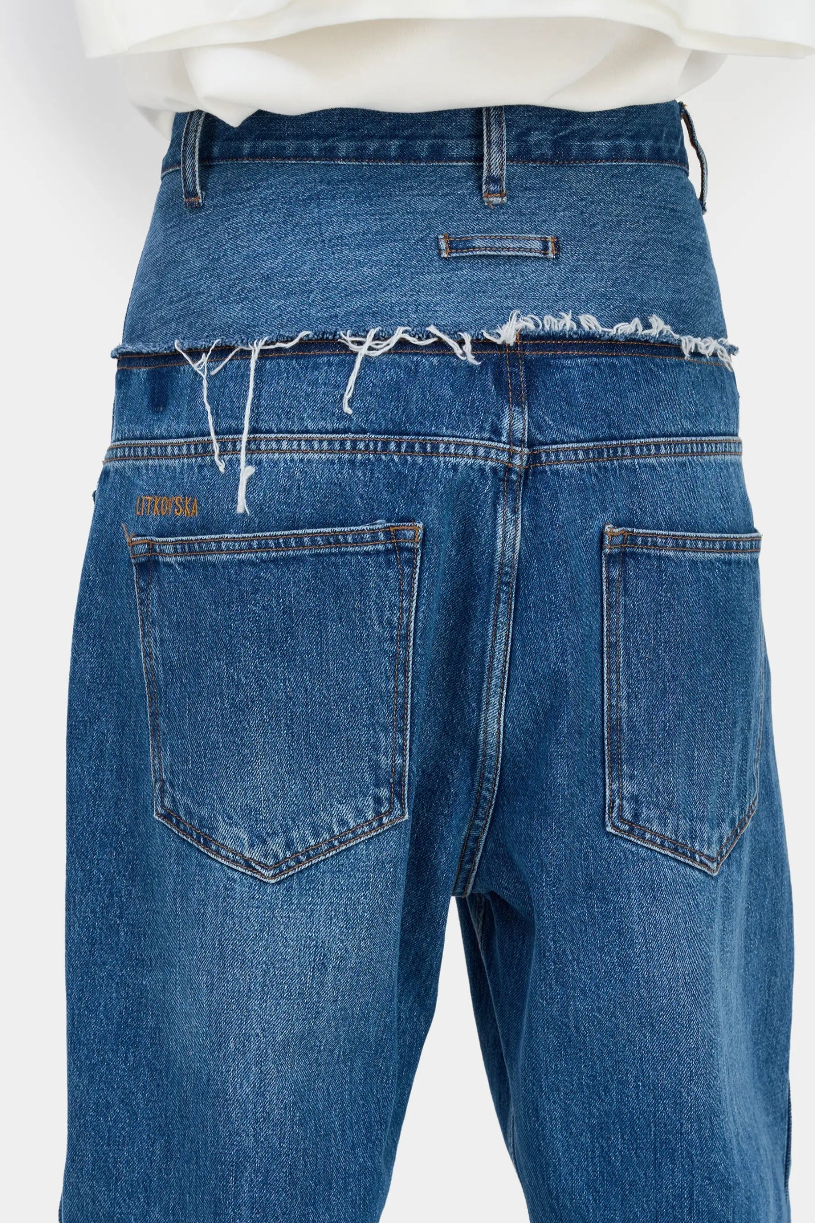 GREY MID-RISE WIDE-LEG JEANS