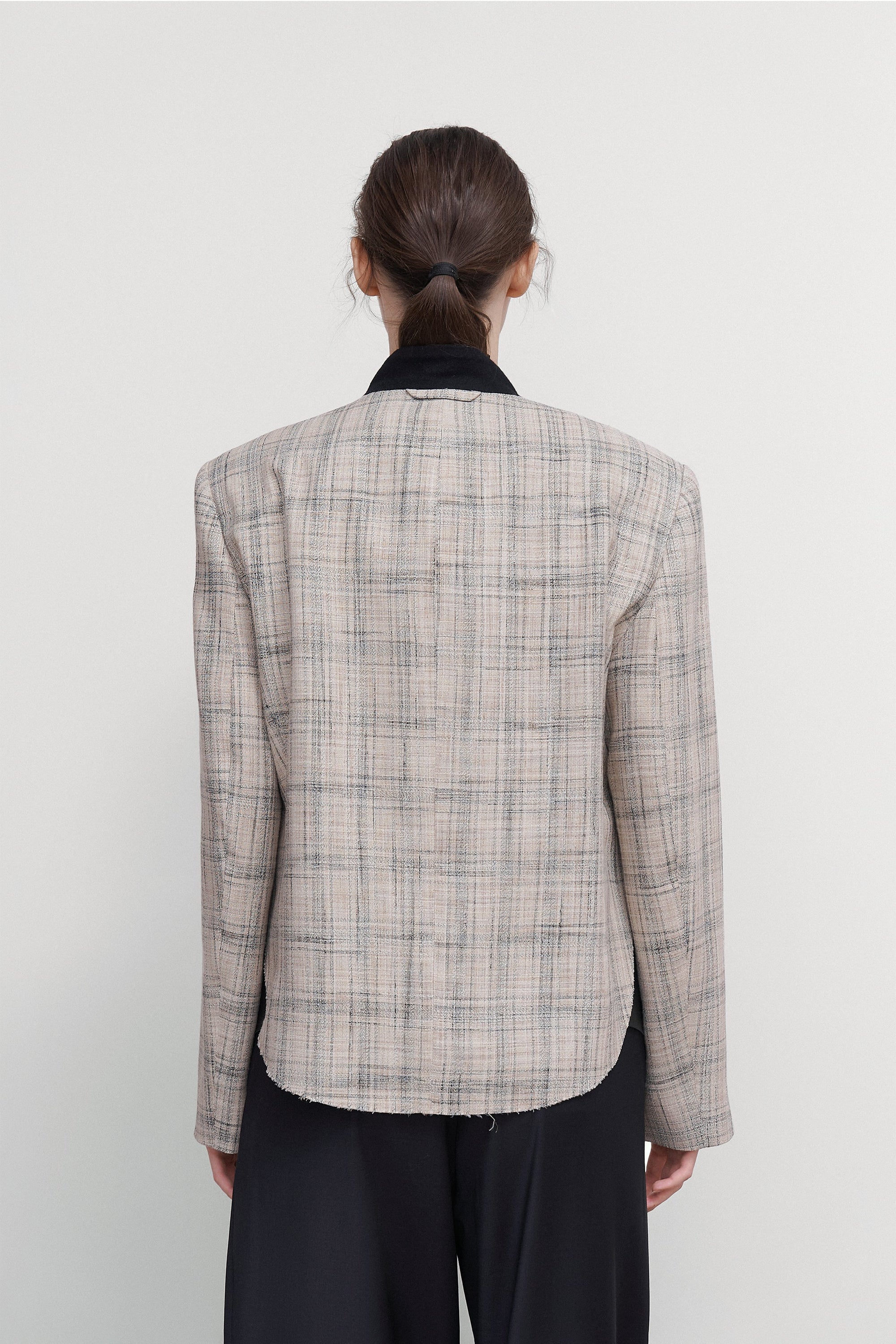 CHECKED CROPPED CARGO JACKET