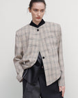 CHECKED CROPPED CARGO JACKET