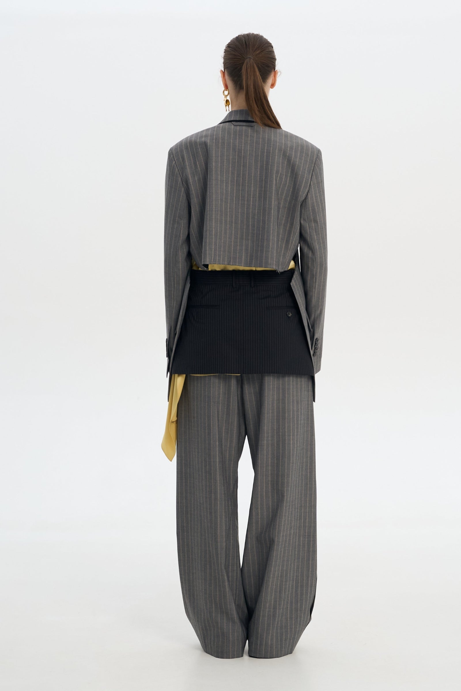 Вовняні Штани у тонку смужку з еластичною талією