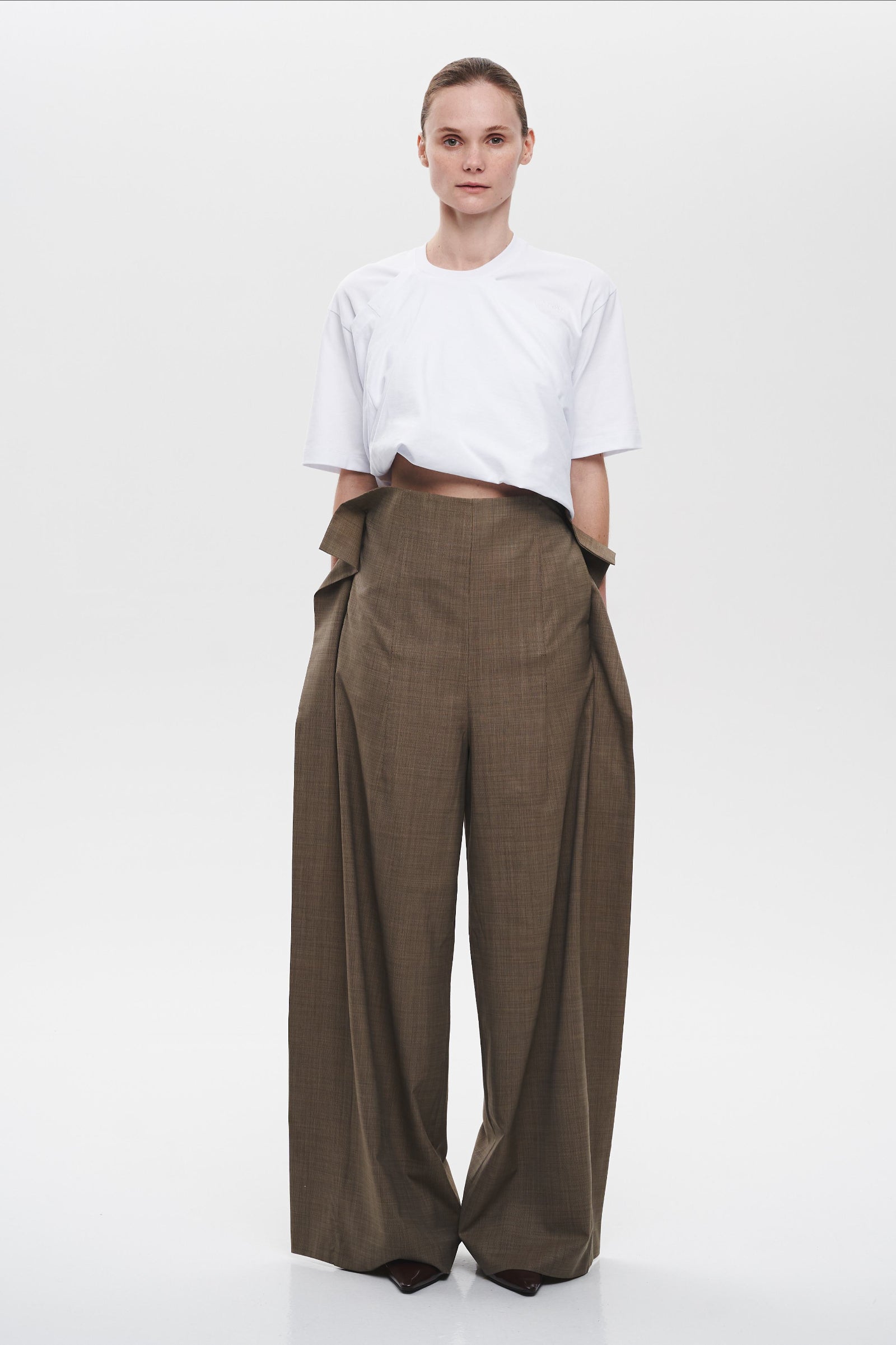 Бежеві Штани з корсетною талією