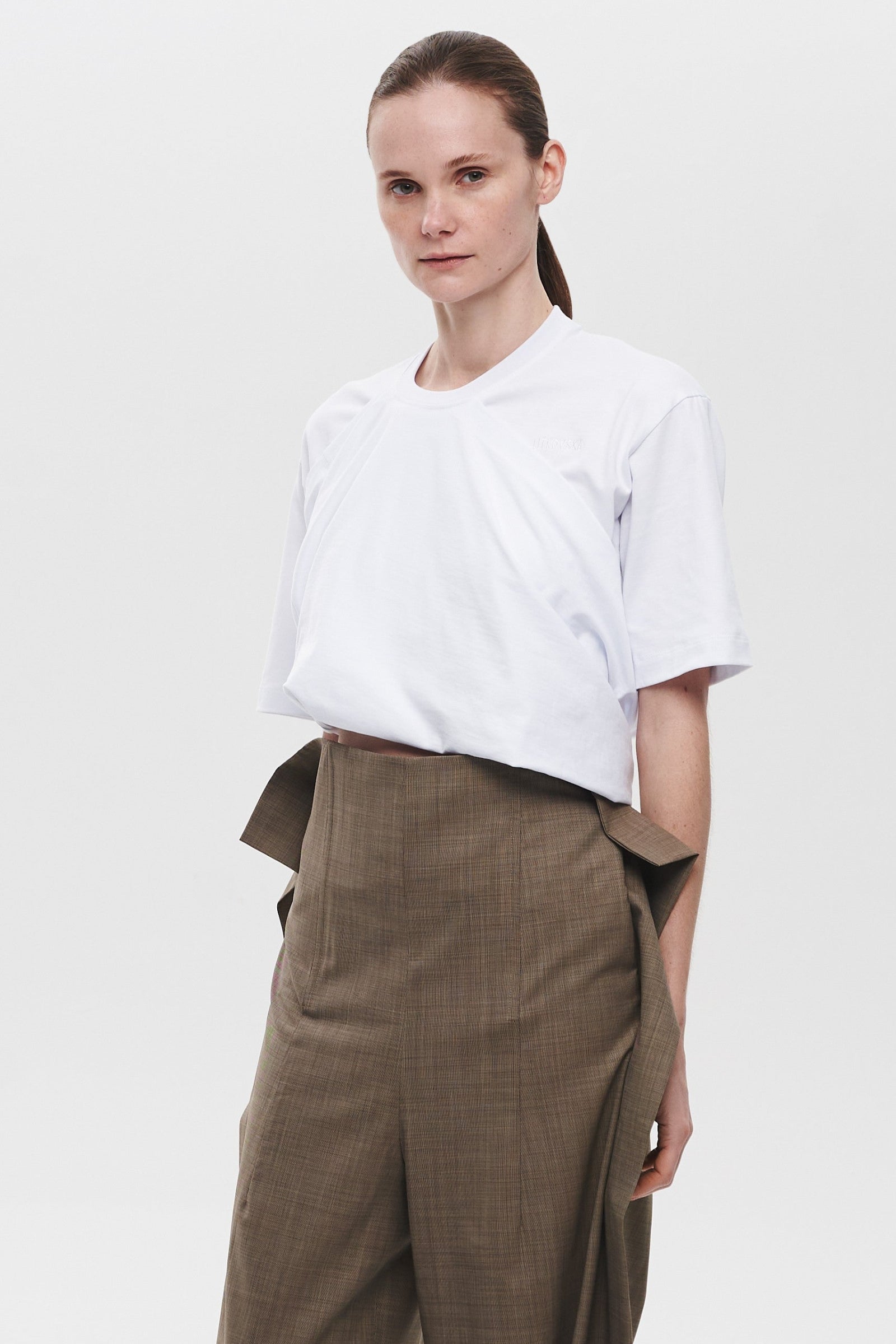 Бежеві Штани з корсетною талією