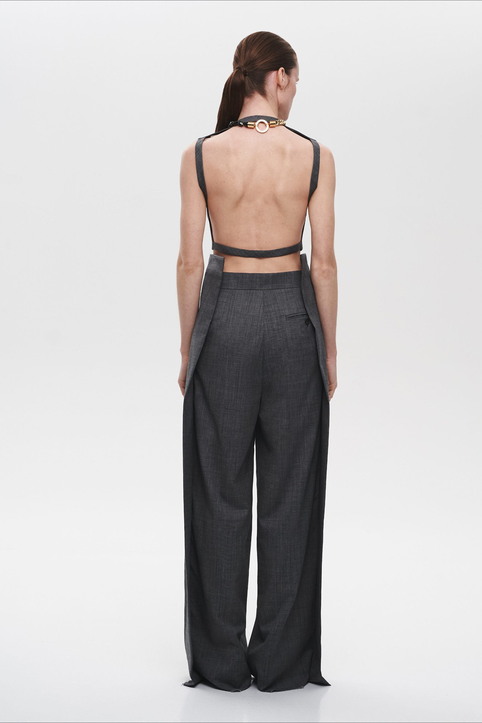 Сірі Штани з корсетною талією