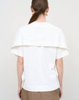 Capelet Overlay Cotton T-Shirt in White 1