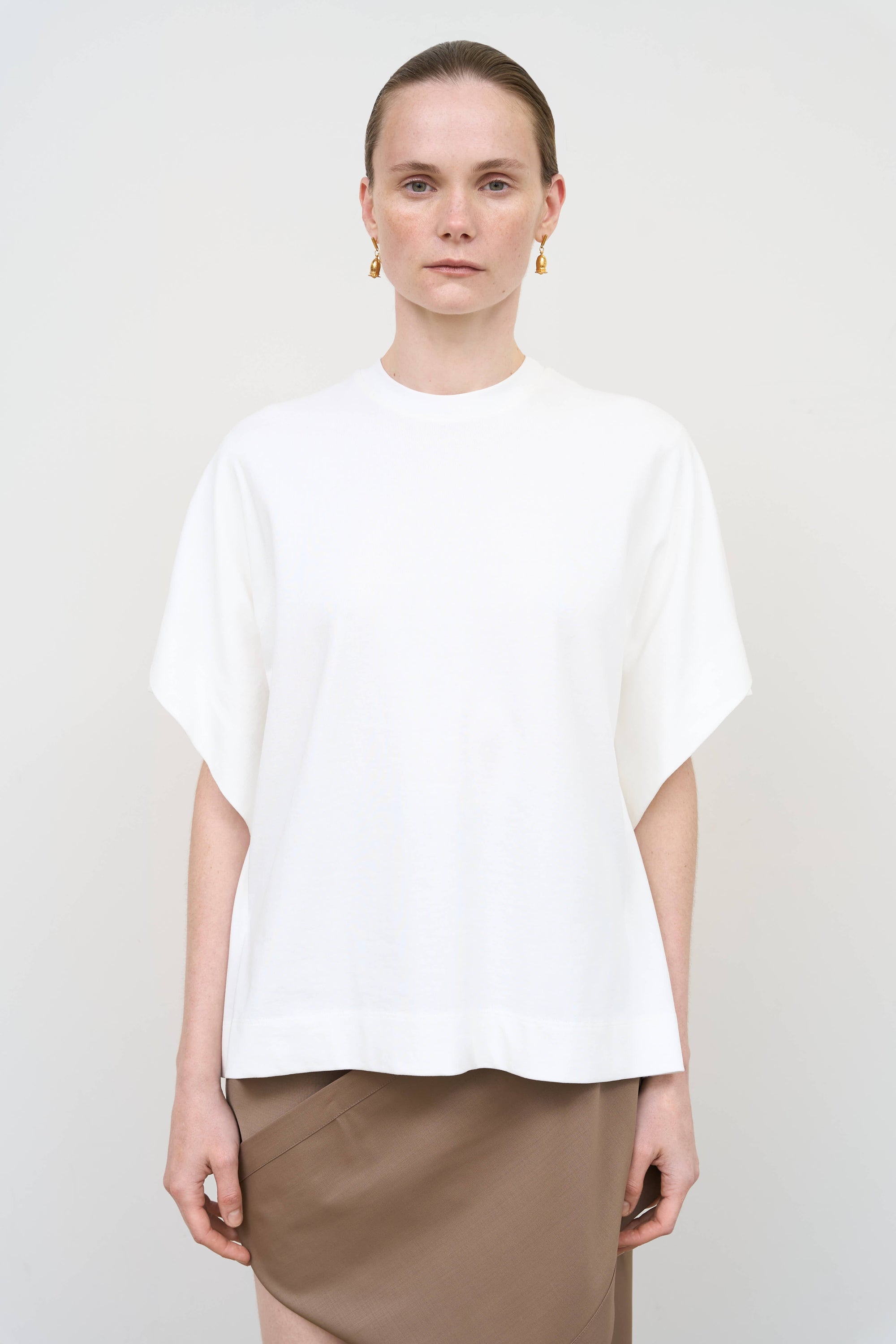 Capelet Overlay Cotton T-Shirt in White 2